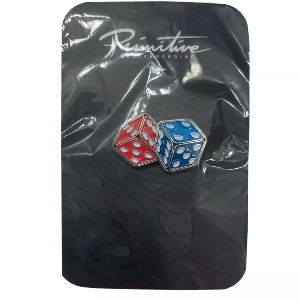 RARE PRIMITIVE SKATEBOARDS DICE PIN!